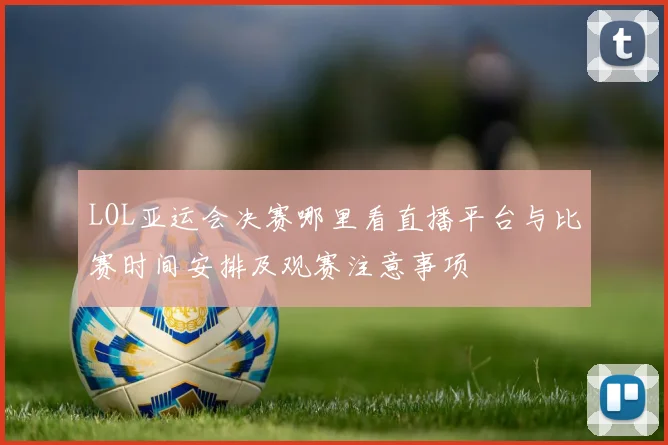 LOL亚运会决赛哪里看直播平台与比赛时间安排及观赛注意事项